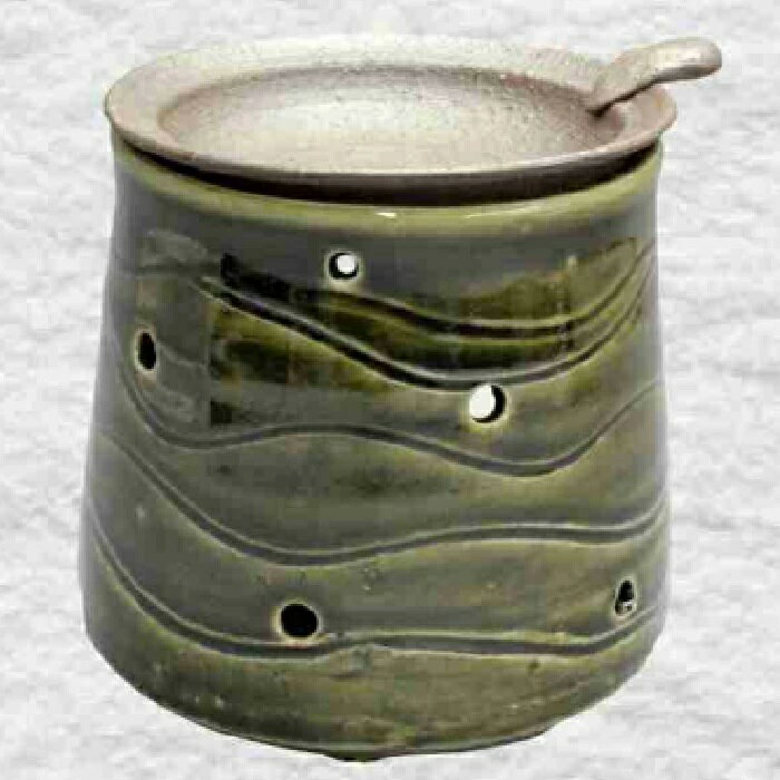 常滑焼 焜清作 茶香炉(ロウソクタイプ)織部釉