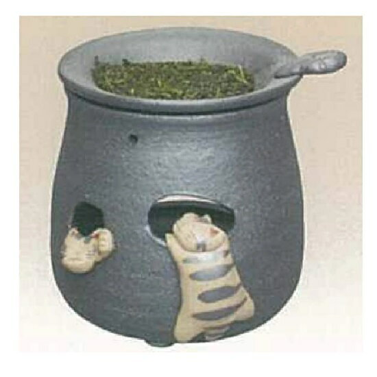 常滑焼 焜清作 茶香炉(ロウソクタイプ)黒ねこ