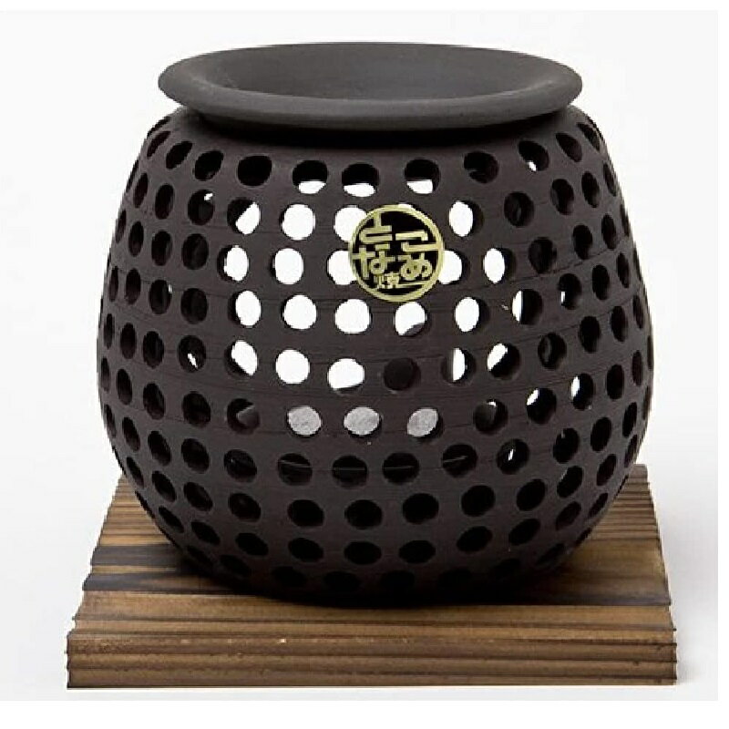 常滑焼 石龍作 茶香炉(ロウソクタイプ) 総透かし 焼杉板付