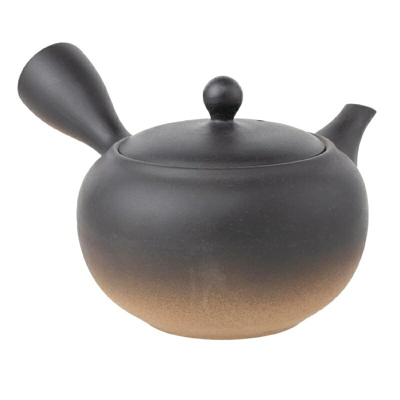 常滑焼 急須 里山作「黒吹き」370ml (平網茶こし)