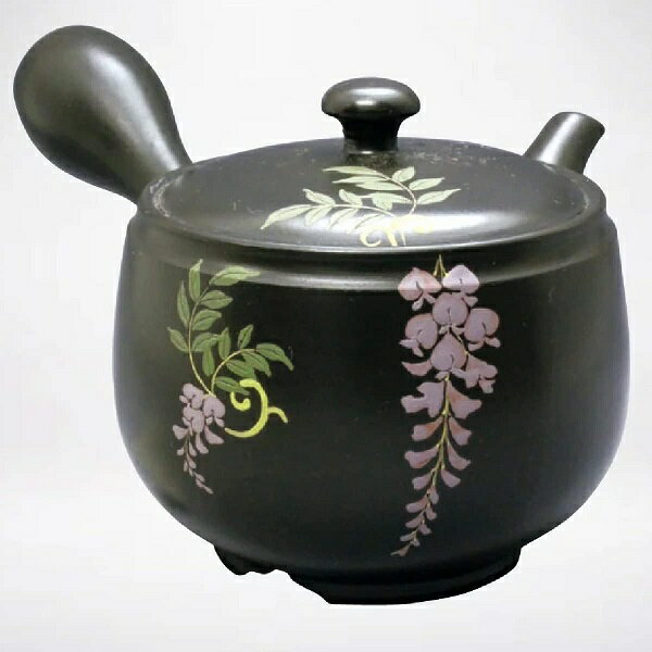 常滑焼 急須 竹春作「黒 藤」330ml (帯網茶こし)