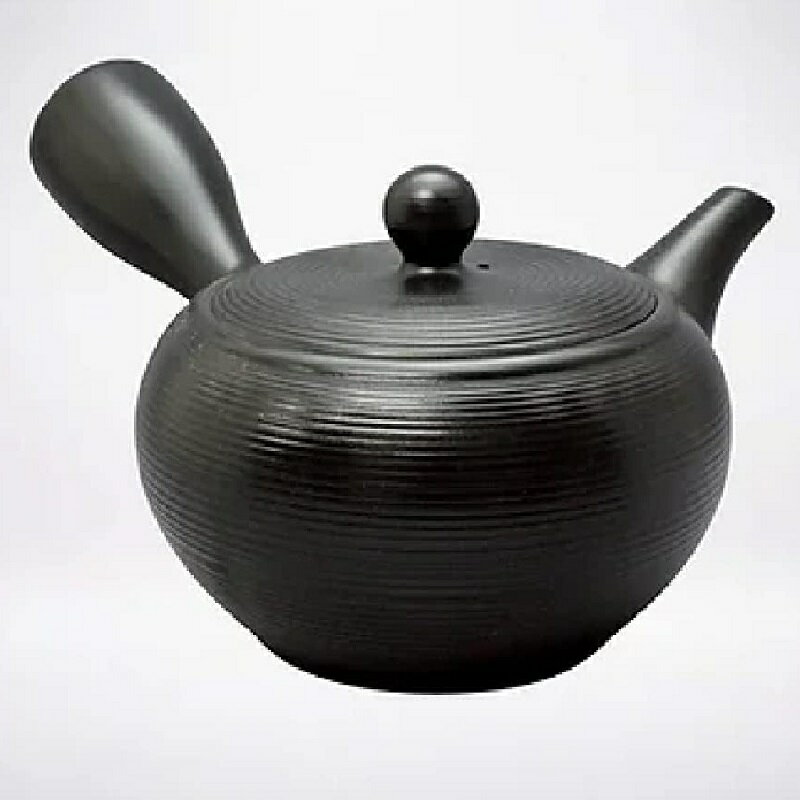 常滑焼 急須 晶作「黒 線段」540ml (帯網茶こし)