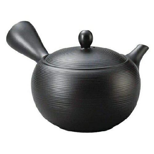 常滑焼 急須 晶作「黒 線段」420ml (帯網茶こし)