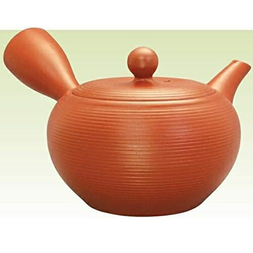 常滑焼 急須 晶作「朱 線段」540ml (帯網茶こし)