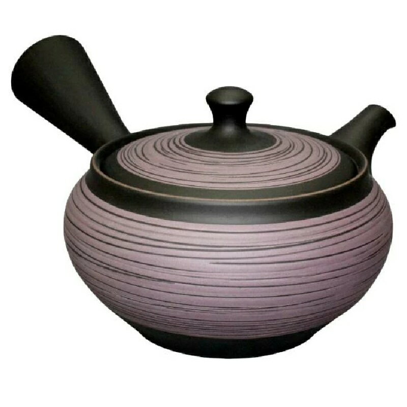 常滑焼 急須 宇幸作「黒窯変紫櫛目」360ml (帯アミ茶こし)