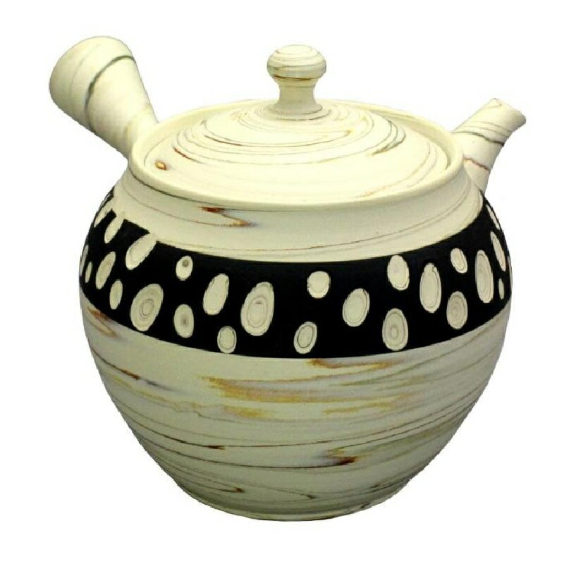 常滑焼 急須 憲児作「白練込み黒水玉」400ml (ささめ茶こし)