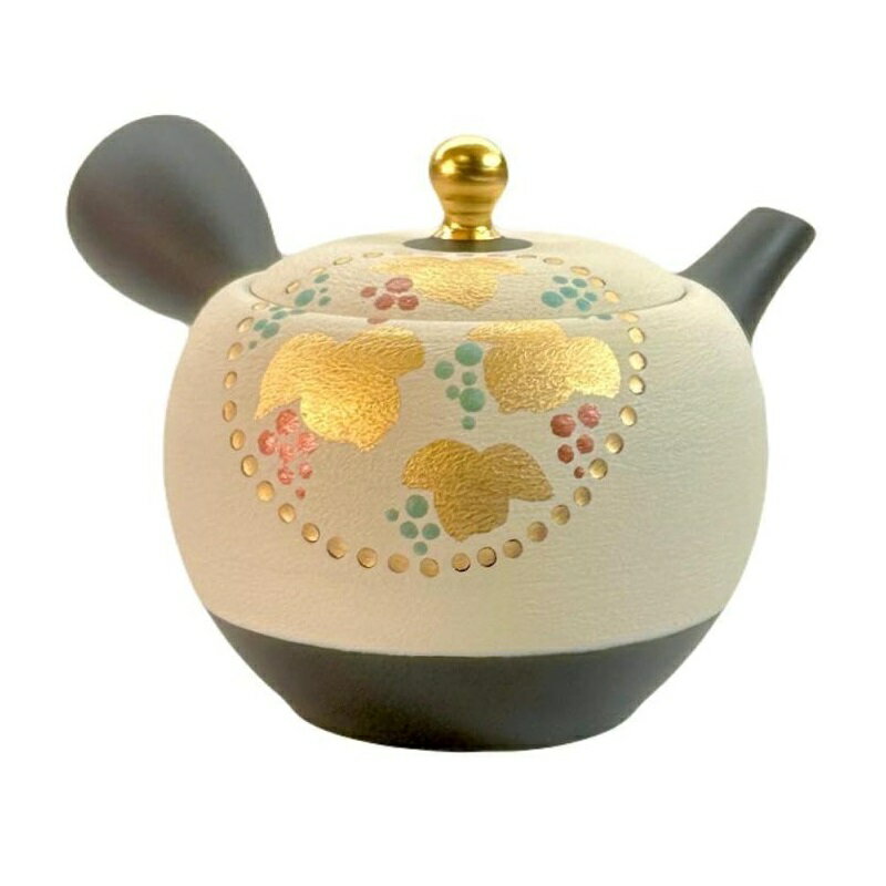 常滑焼 急須 昭萌作「白金葡萄」330ml (セラメッシュ茶こし)