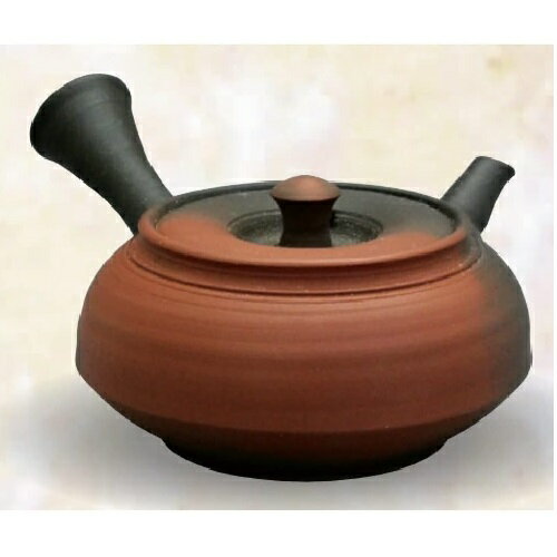 常滑焼 急須 益規作「朱窯変 筋引き」120ml (陶器製茶こし)