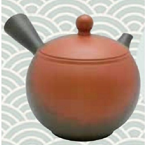 常滑焼 急須 弘二作「朱窯変 丸形」300ml (陶茶こし)