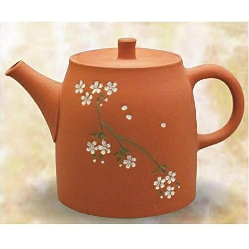 常滑焼 急須 青峰作「朱泥 桜印花彫」140ml (ささめ茶こし)