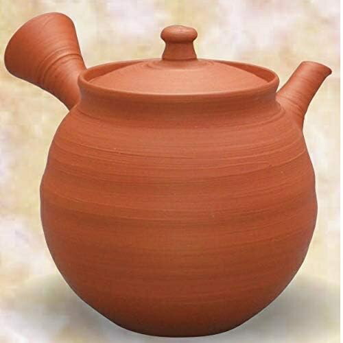 常滑焼 急須 風月作「朱 筋引き」250ml (陶茶こし)