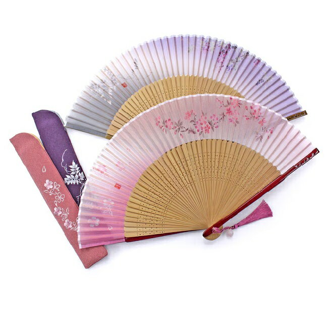 【女性用扇子】朧／おぼろ～やまと花～ （扇子袋付き・桐箱入り）