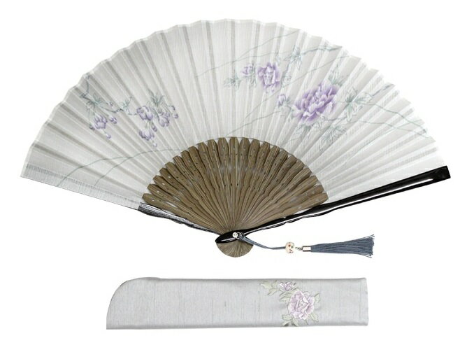 日本製　女性用扇子　牡丹と花海棠（扇子袋付き・桐箱入り）rei 全3色＜ギフト　プレゼント　お祝い　お返し　誕生日　父の日　母の日　敬老の日　退職祝い　結婚＞