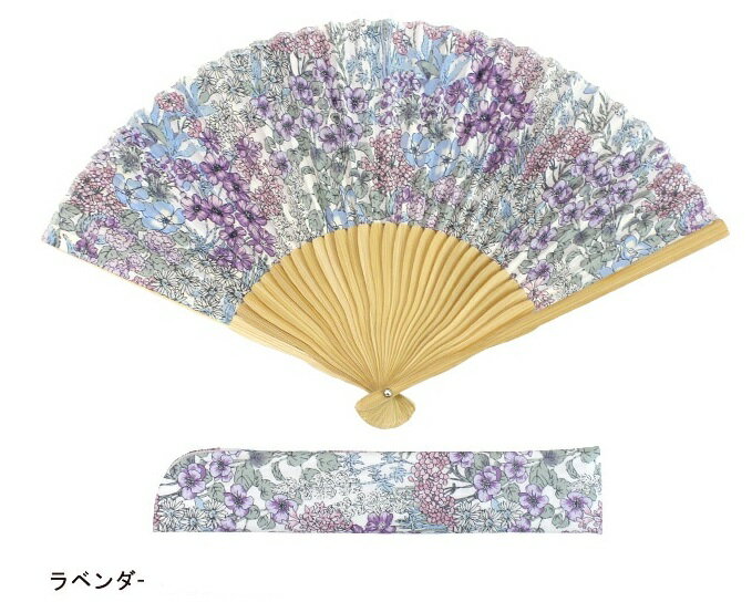 女性用扇子 花柄 片貼り（扇子袋付き・紙箱入り）
