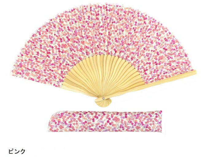 女性用扇子 花柄 片貼り（扇子袋付き・紙箱入り）