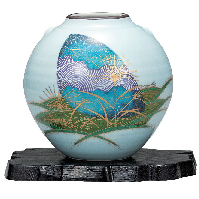 九谷焼 インテリア 花瓶・フラワースタンド 5.5号花瓶 金彩月友禅 台付