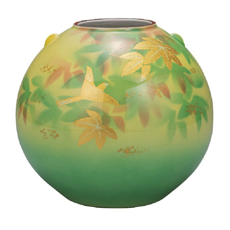 九谷焼 インテリア 花瓶・フラワースタンド 山田登陽志 7号花瓶 金箔楓花鳥
