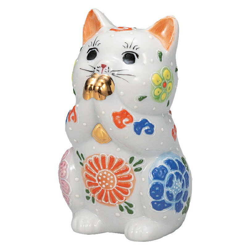 China Ornaments - 九谷焼 インテリア 置物・オブジェ 3.2号お祈り猫 白盛
