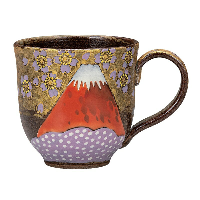 九谷焼 福田良則 マグカップ 金雲桜富士