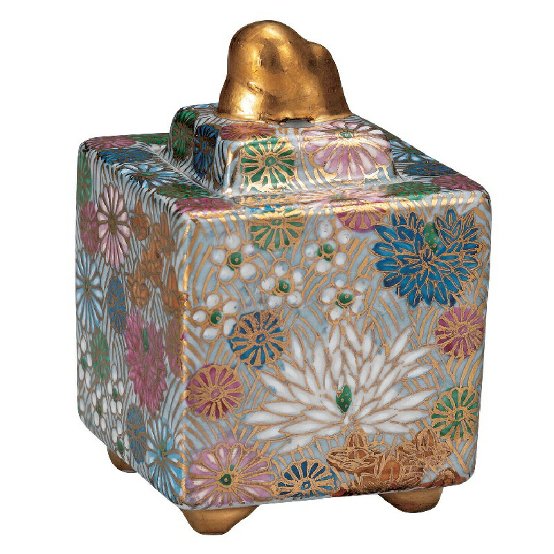 九谷焼 3号豆香炉 金花詰