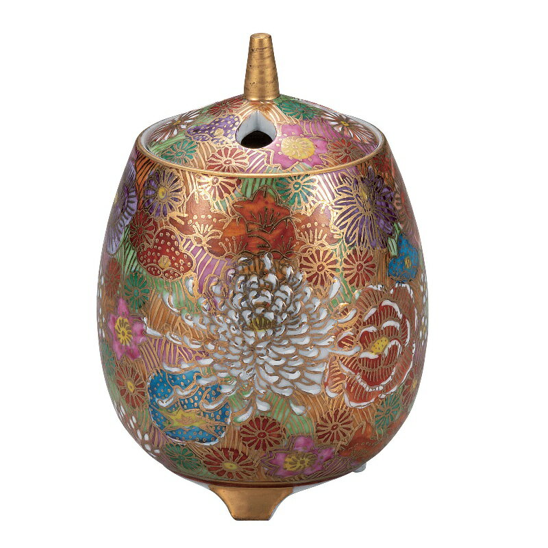 九谷焼 4号香炉 金花詰