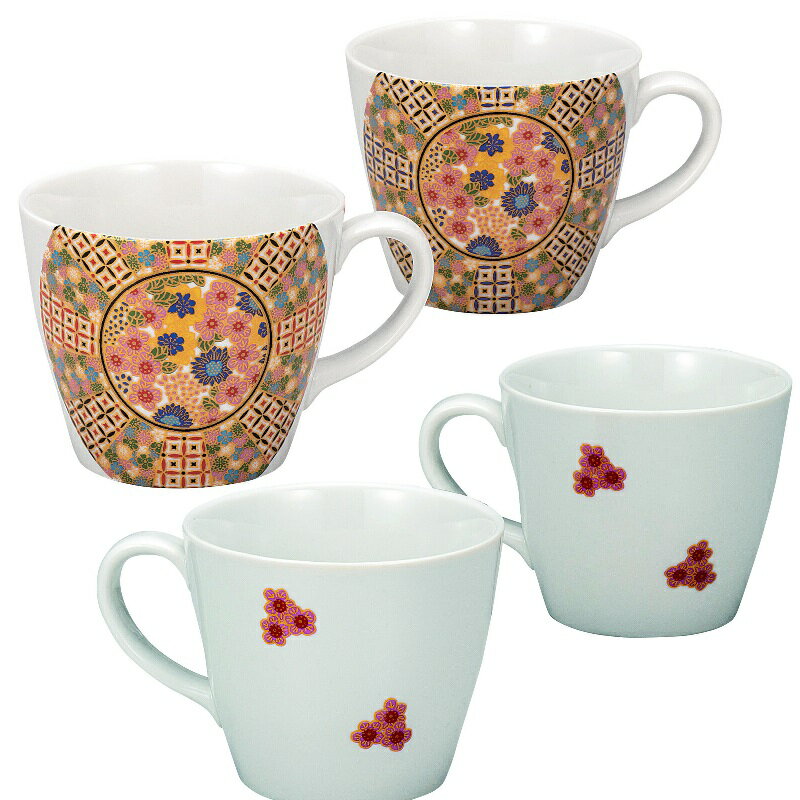 九谷焼 ペアマグカップ 小紋花詰