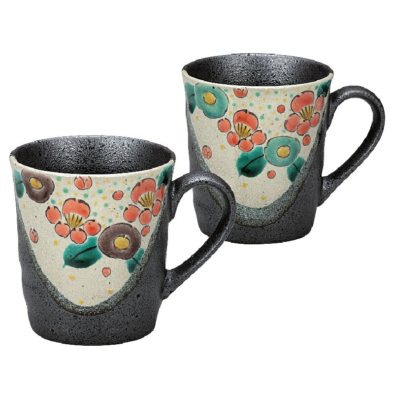 九谷焼 岡田絹代 ペアマグカップ 花ちらし