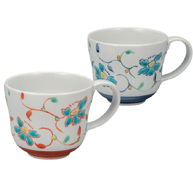 九谷焼 ペアマグカップ 花唐草