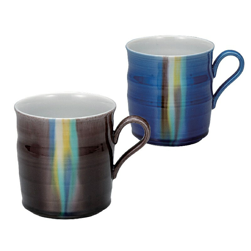 九谷焼 博峰窯 ペアマグカップ 釉彩　虹河