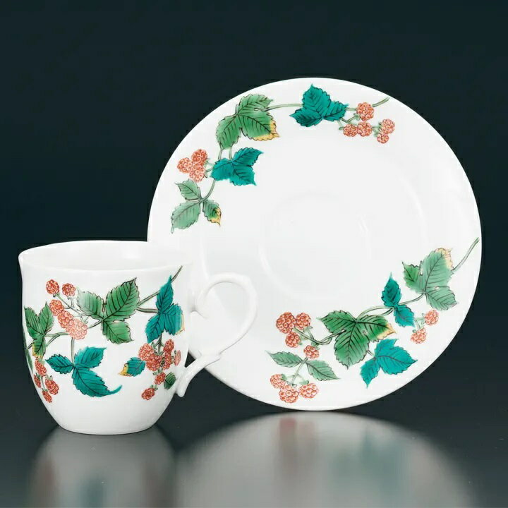 九谷焼 三ツ井為吉 カップ&ソーサー 野いちご