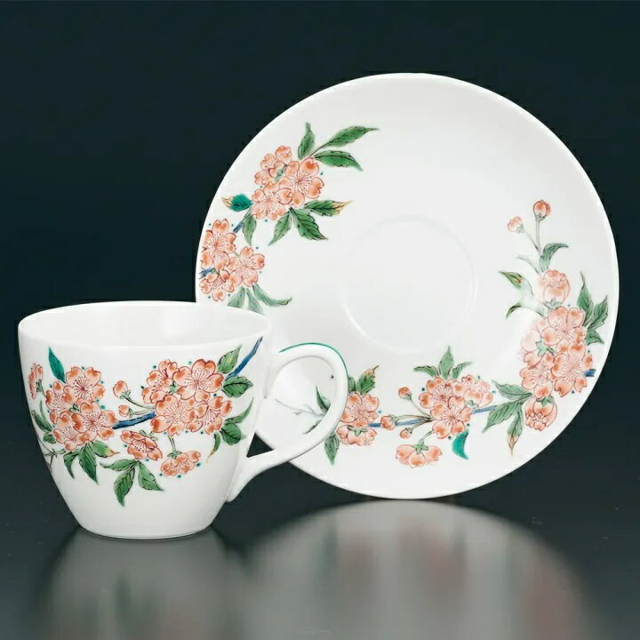 九谷焼 三ツ井為吉 カップ&ソーサー 桜