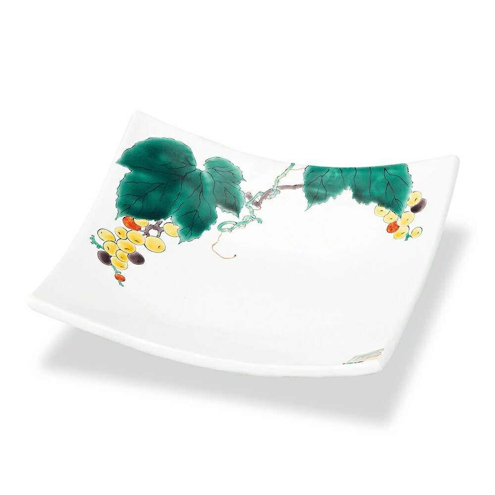 九谷焼 晄窯 角皿 ぶどう