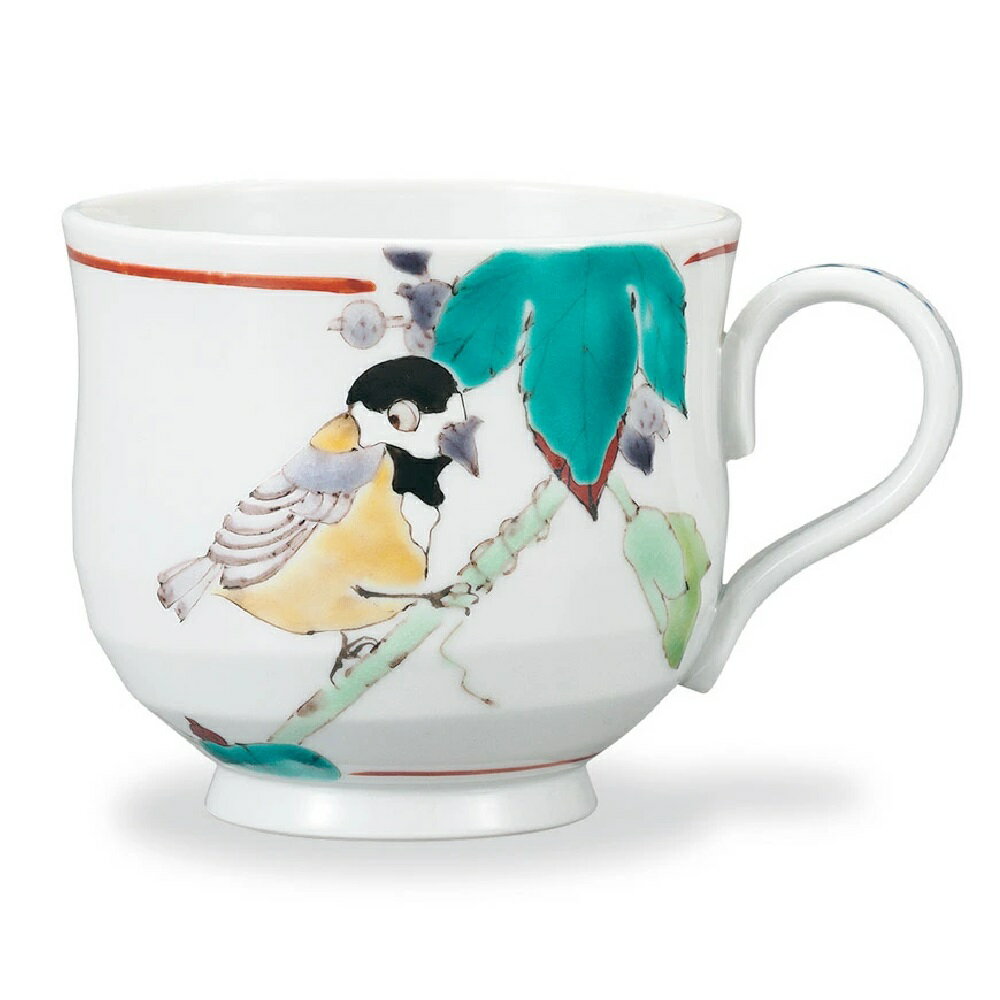 九谷焼 大志窯 マグカップ 野葡萄に山雀