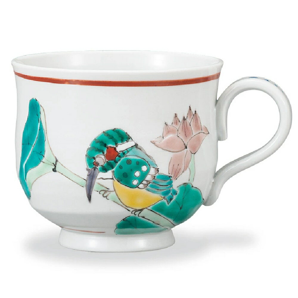 九谷焼 大志窯 マグカップ 蓮に翡翠