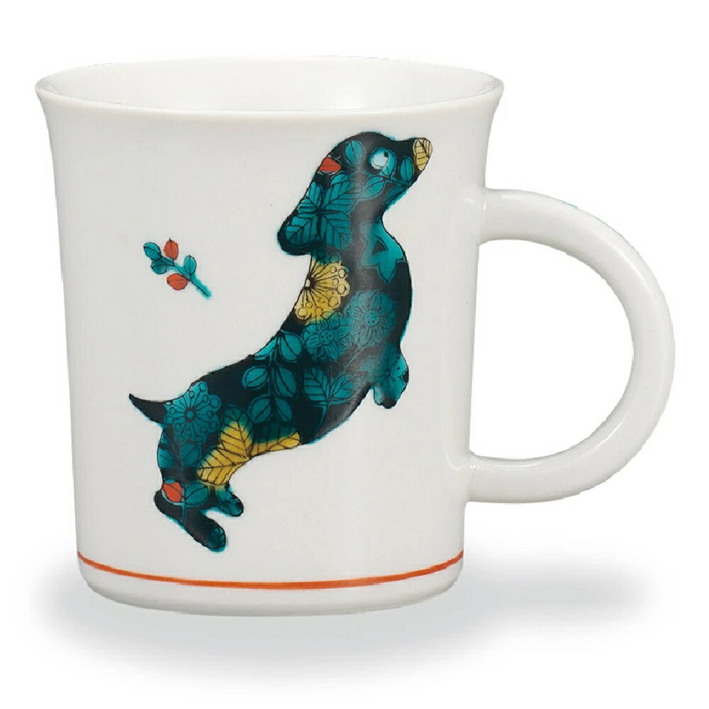 九谷焼 大志窯 マグカップ ボタニカル青手 犬