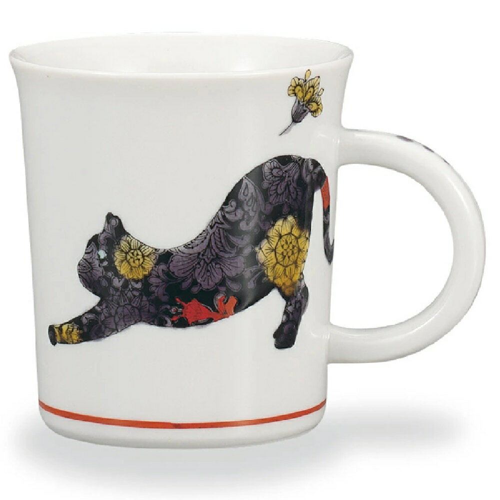 九谷焼 大志窯 マグカップ ボタニカル青手 猫