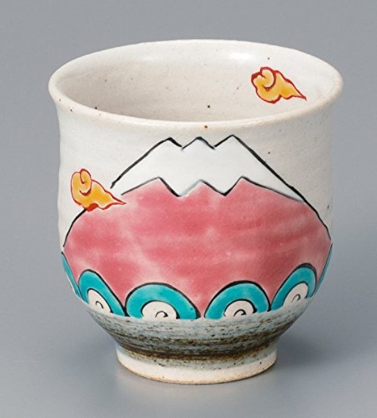 Kutani Ware - 九谷焼　湯呑　富士山　ピンク