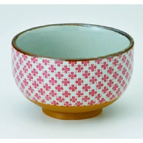 美濃焼【抹茶碗】雪小紋赤抹茶碗