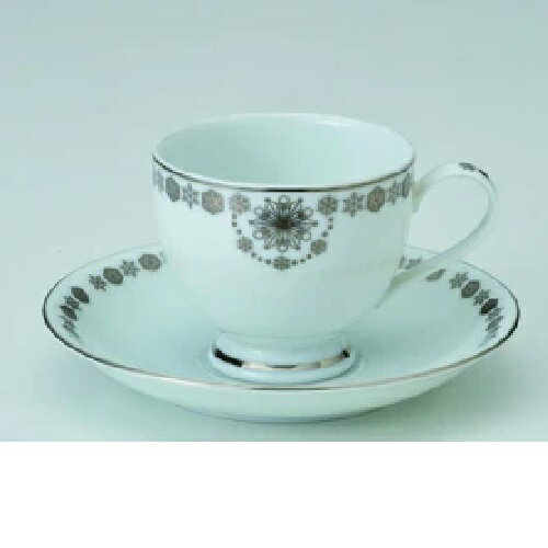 美濃焼 コーヒー碗皿 銀彩スノーロマンス碗皿