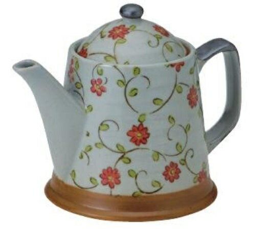 美濃焼【ティーポット/かご網】むすび唐草赤ポット