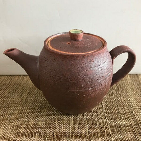 信楽焼 茶器・Shigaraki ポット 鉄赤 ○ ステンレス茶こし付