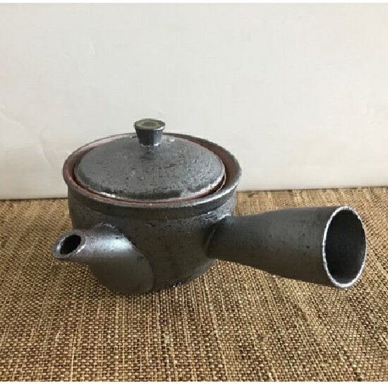 信楽焼 茶器・Shigaraki　急須　黒 ○ ステンレス茶こし付