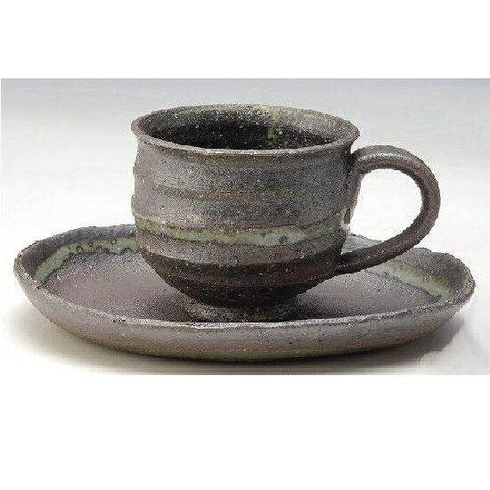 Shigaraki Ware - 信楽焼 カップ＆ソーサー・和楽コーヒー碗皿　(約220cc)