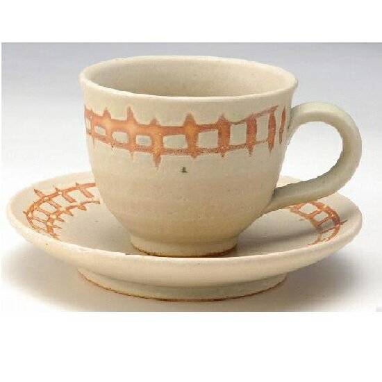 Shigaraki Ware - 信楽焼 カップ＆ソーサー・垣根コーヒー碗皿　(約200cc)