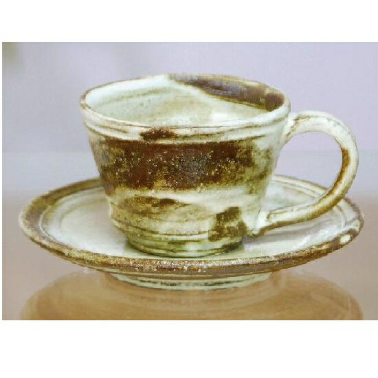 信楽焼 カップ＆ソーサー・やすらぎコーヒー碗皿　(約230cc) 小川顕三作