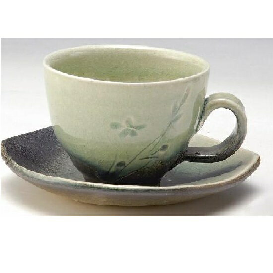 信楽焼 カップ＆ソーサー・花小紋コーヒー碗皿　(約250cc)