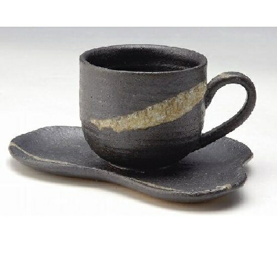 信楽焼 カップ＆ソーサー・遊線コーヒー碗皿　(約230cc)