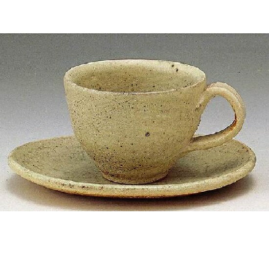 信楽焼 カップ＆ソーサー・乳白コーヒー碗皿　(約250cc)