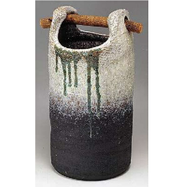 信楽焼 傘立・古白緑流し手桶