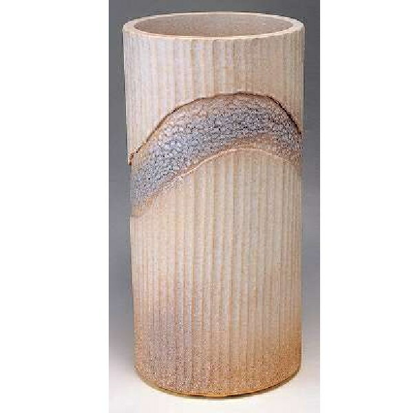 信楽焼 傘立・白彩層彫